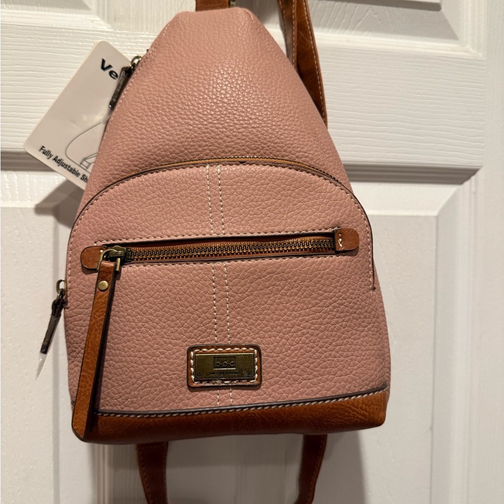 b.o.c. Born Concepts Pink and Brown Vegan Leather Backpack